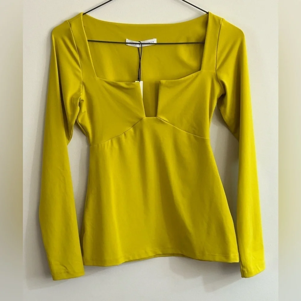 Susana Monaco Square Sweetheart Top Women’s Large Endive Long Sleeve Pullover - Picture 2 of 12